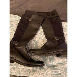 Aerosoles Black Faux Leather Boots Womens Size 7.5 Riding 2 Zippers